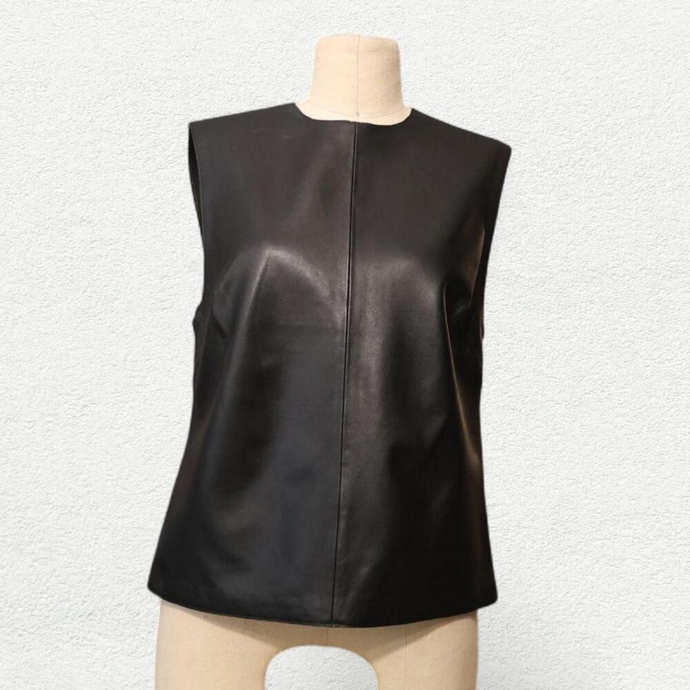 St. Agni AW24 Leather Top in Black